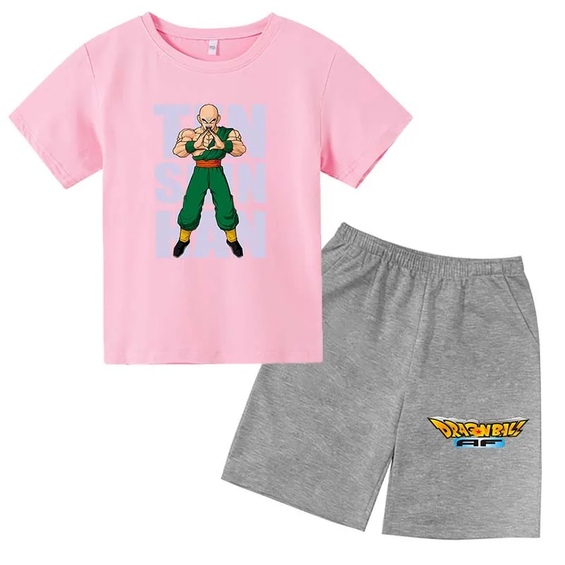 

Cartoon Print Suit Children's Fashion Short-sleeved Toddler Girls Boys Clothes Suit T-shirt + Shorts 2-piece Sports Suit