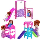 2020 милый имитационный Кукольный дом для детского сада, розовая детская двухъярусная кровать, качели, горка, мебель, аксессуары для Барби, детские игрушки