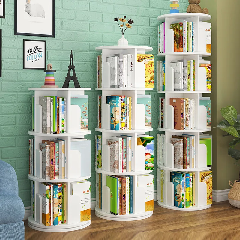 Вращающаяся книжная полка простая напольная стойка небольшая отделочная для