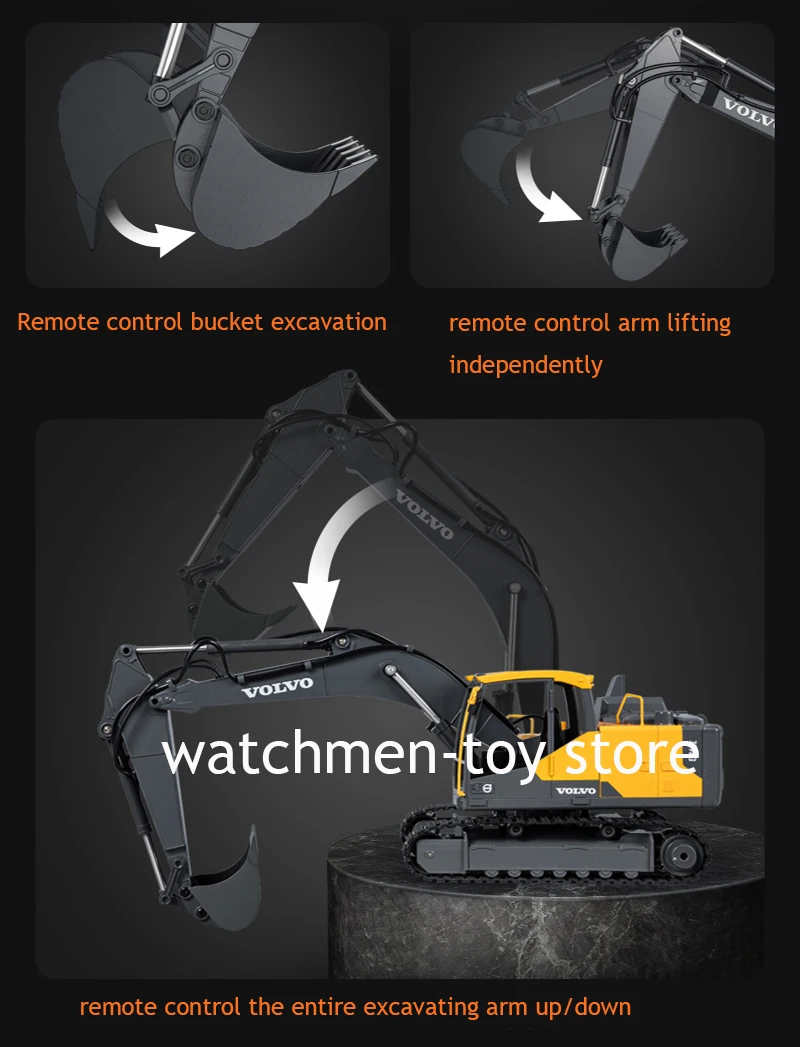 Cami&oacute;n excavadora de Control remoto 3 en 1, cami&oacute;n de ingenier&iacute;a doble E E598 1/16, aplicaci&oacute;n de Control Dual de aleaci&oacute;n y Control remoto-1