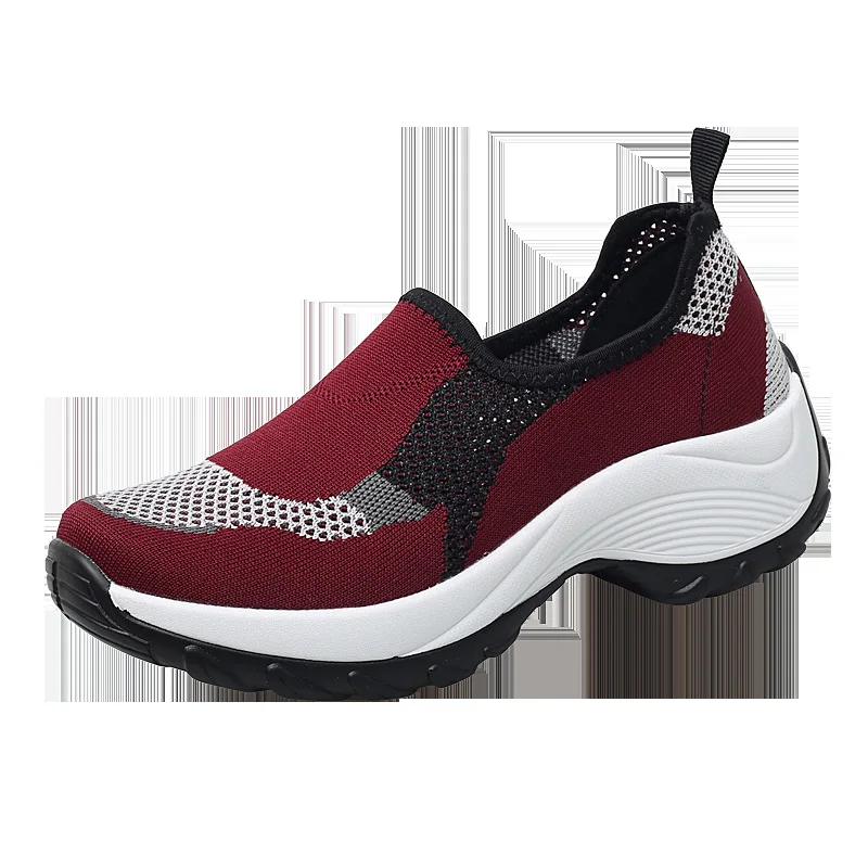

Women Casual Sneakers Slip on Sport Shoes Fashion Height Increasing Ladies 2021 Breathable Air Mesh Swing Wedges Sneaker Zapatos
