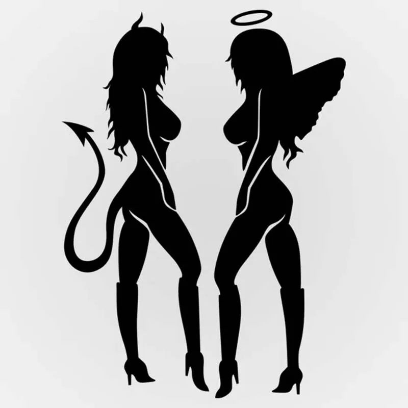 

Personalized Car Stickers Decals Bumper Sticker Cover Scratches Beauty Temptation To Angels And Demons Car Styling R1-002