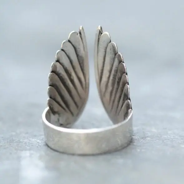 GTQ European Style Retro Thai Silver Angel Wings Open Ring Cool High Quality Creative Finger For Women Men Punk Jewelry | Украшения и