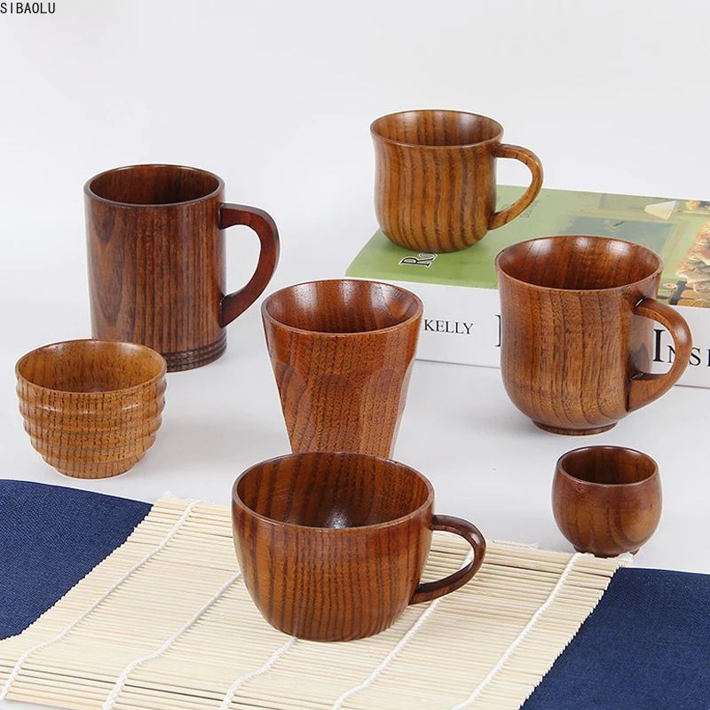 

Portable Teacups Outdoor Travel Coffee Cups Handmade Wood Water Wine Beer Milk Juice Mug Drinking Tea Cups Teaware
