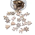100 шт. рождественские украшения, деревянные снежинки, мини елочные украшения, настольные конфетти, домашние рождественские вечерние украшения, поделки из дерева
