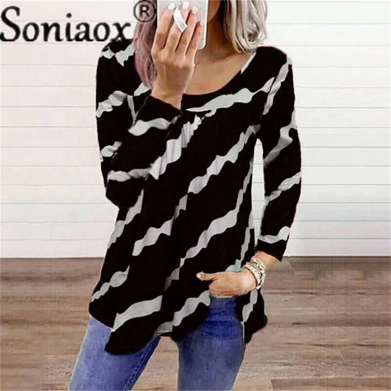 

2021 Autumn Women's Fashion Printed T-Shirts O Neck Long Sleeve Tee Shirts Ladies Casual Loose Street Pullover Tops