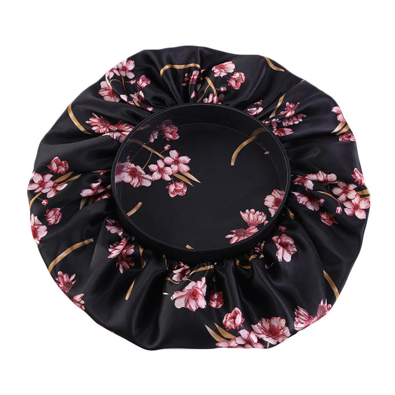 

Fashion Satin Night Hat Elastic Round Hair Cap For Sleeping Turban Adjust Head Cover Bonnet Styling Haircare Accessories