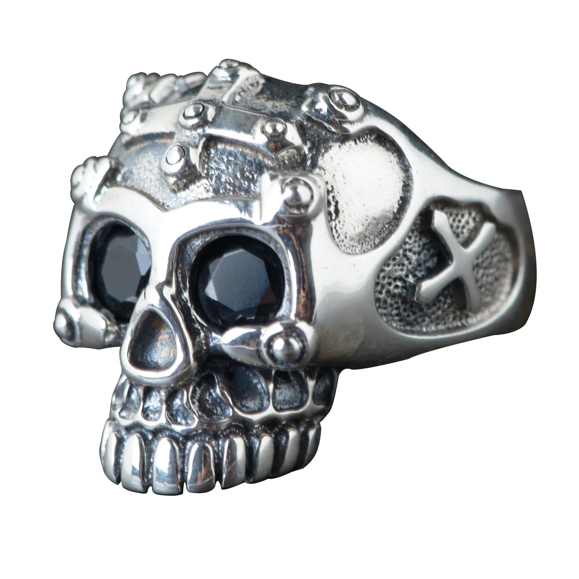 

S925 Trendy High-Grade Luxury Real Silver Ring Jewelry Finding Open Skull Man Ring Jewelry Making For Wedding Bridal Supplier