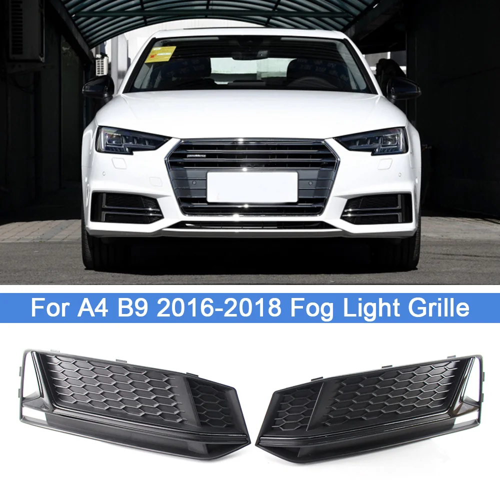

2PCS Car Front Bumper Fog Light Lamp Cover Honeycomb Lower Mesh Grille Grill For A4 B9 S-Line 2016-2018 8W0807681K 8W0807682K
