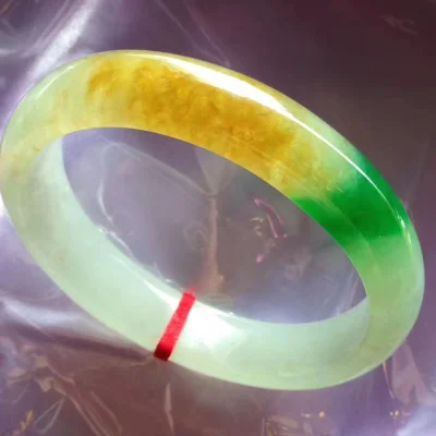 

Natural Burmese Jadeite Tricolor 54-64mm Bracelet Elegant Princess Jewelry, Best Gift for Mother and Girlfriend