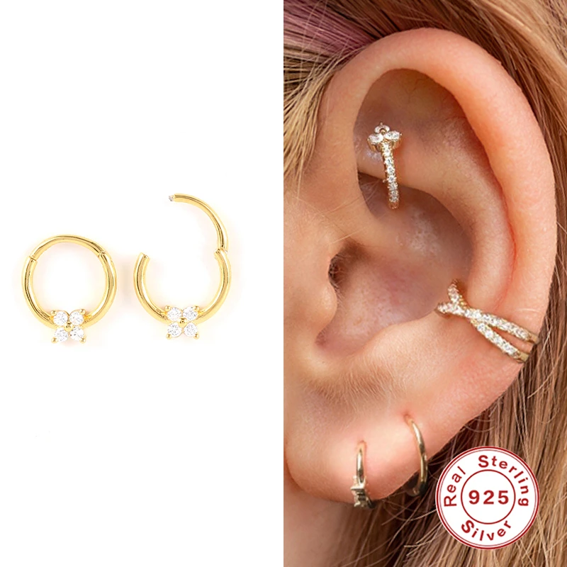 ROXI 2 шт невидимые серьги для Для женщин серебро 925 слуховая косточка пирсинг Круг