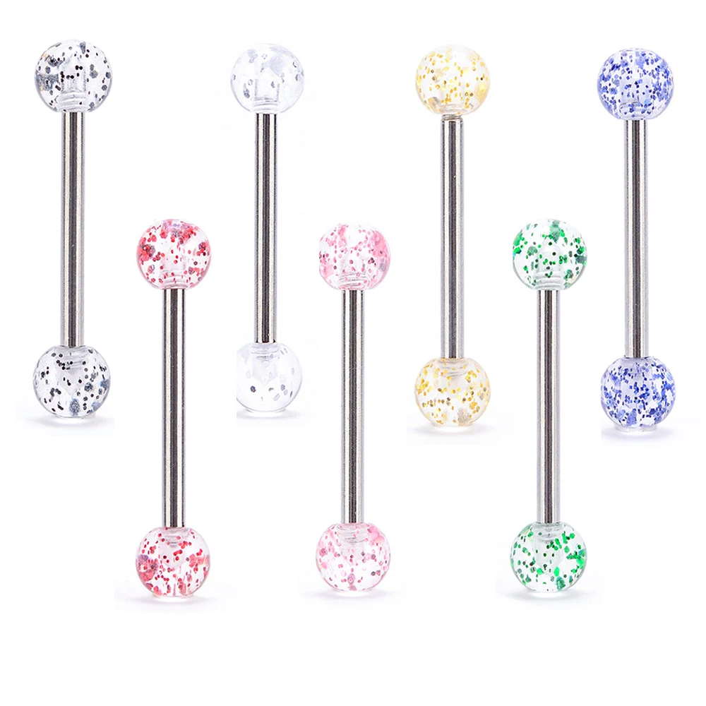 Набор для пирсинга языка 7 шт./лот кольцо из нержавеющей стали штанга блестки