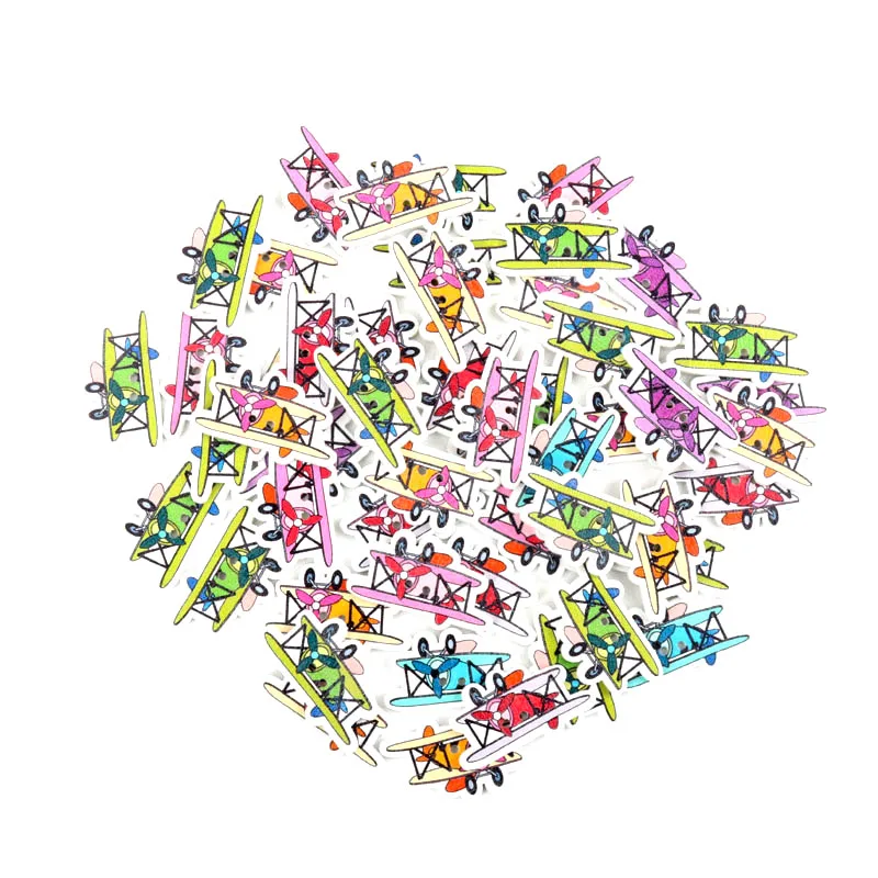 Многоцветный с изображением самолетов деревянные пуговицы для шитья ручной