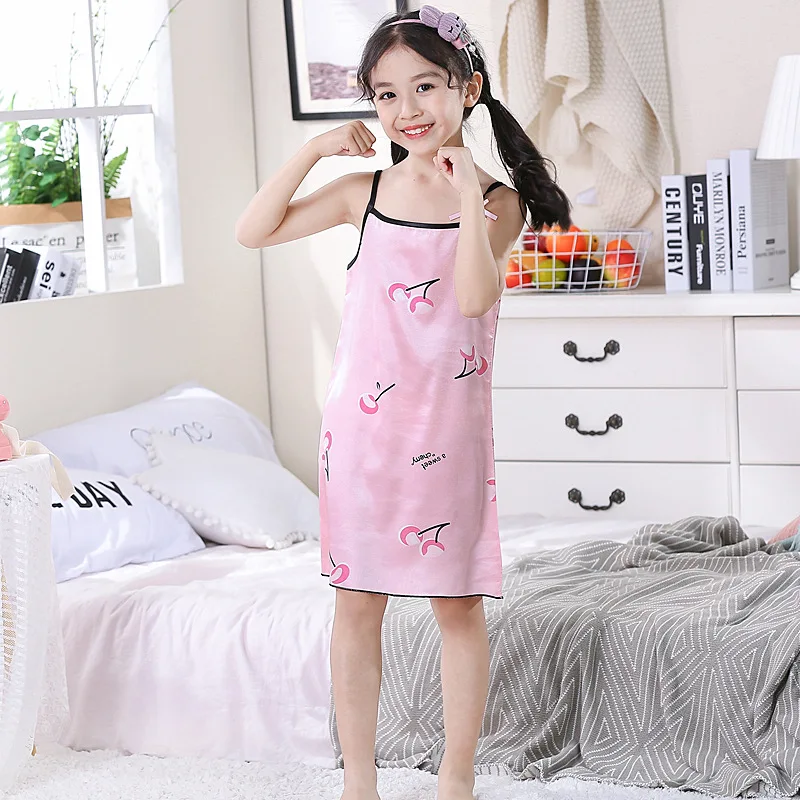 Шелковое платье для девочек Ночная рубашка Летняя классная ночная Комплекты