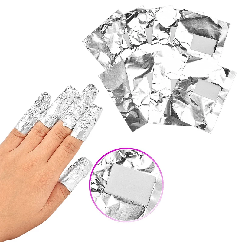 

100Pcs Aluminium Foil Nail Art Soak Off Acrylic Gel Polish Wraps Remover Easy Cleaner Nail Polish Gel Nail Polish Removal Tools