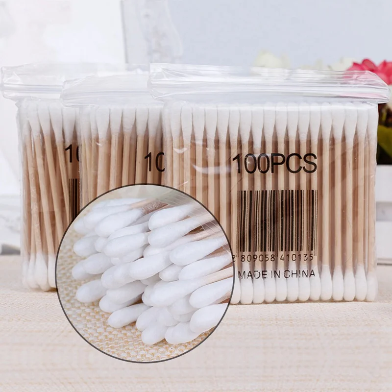 

100pcs/Pack Bamboo Cotton Buds Cotton Swabs Ear Cleaning Wood Sticks Makeup Health Tools Tampons Cotonete