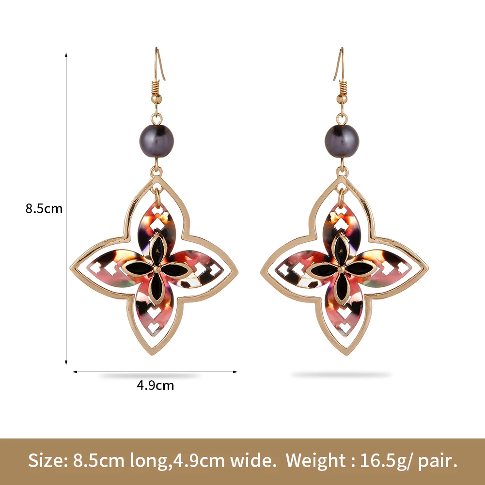 

Cring Coco Acrylic Vintage Flower Earring Accessories Summer Resin Fashion Dangle Earrings Wholesale Drop Hawaiian for Women New