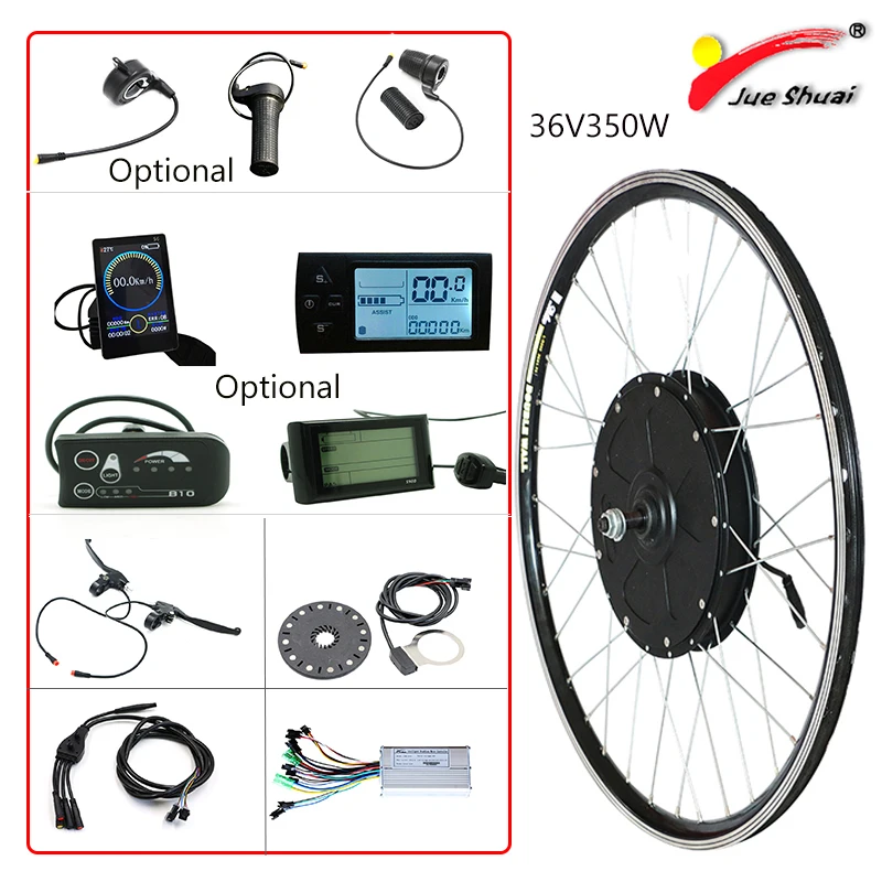 Online Ebike Kit 36V 350W Elektrische Bike Conversion Kit Motor Rad Vorne/Hinten Hub Motor Rad Für 20,24,26,27.5,28 Zoll Vorne Rad