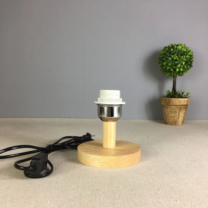 Держатель для настольной лампы из твердой древесины Черное и белое основание E27