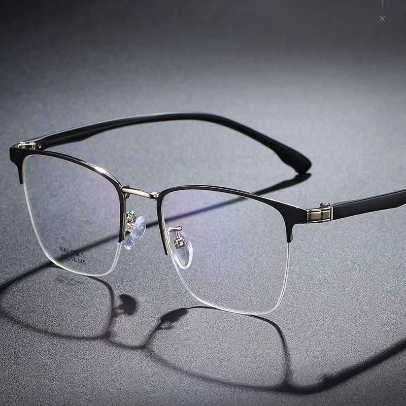 

Half Rim Metal Frame Glasses Casual Business Style Retro Frame Eyewears For Male Optical Spectacles