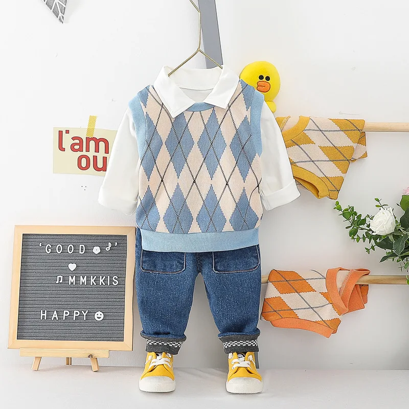 

Комплекты свадебной одежды из 3 предметов для мальчиков; Сезон весна-осень; Детская мода; Шерстяной жилет; Рубашки; Брюки; Комплекты для мале...