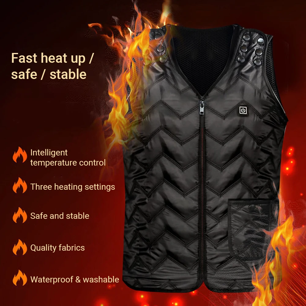 

Мужская осенне-зимняя хлопковая жилетка с умным подогревом, жилет с инфракрасным электрическим подогревом и USB, женская уличная Гибкая тепл...