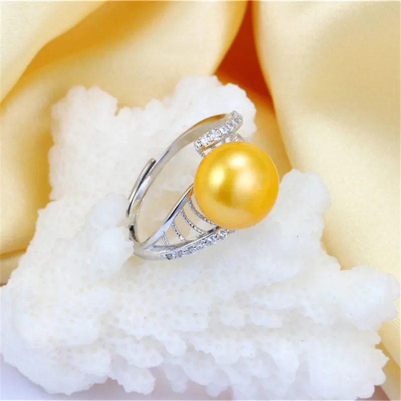 Dainashi 100% Genuine Freshwater Cultured Pearl Ring for Women Luxury 925 Sterling Silver Flower Zircon Crystal Adjustable | Украшения и