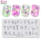 Beautybigbang геометрические пластины для штамповки ногтей в полоску с изображением тигра, кролика, прямоугольные шаблоны для ногтей, штамповочные пластины, для ногтей, для стемпинга