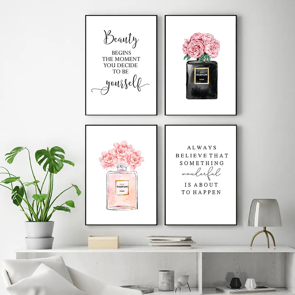 

Nordic Fashion Wall Art Painting Pink Perfume Poster Makeup Canvas Print Posters And Prints Living Room Decoration Painting