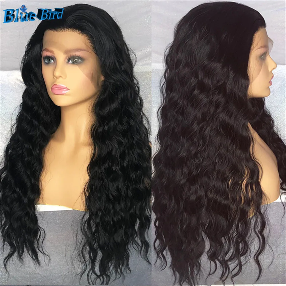 BlueBird Long 13x4 Black Color Synthetic Lace Front Wigs For Women Loose Wave Glueless Futura Hair Heat Resistant Curly Wigs