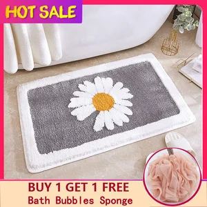 bath mat bathroom non slip rug daisy floral kitchen absorbent microfiber mat anti fall door mat for floor toilet household free global shipping