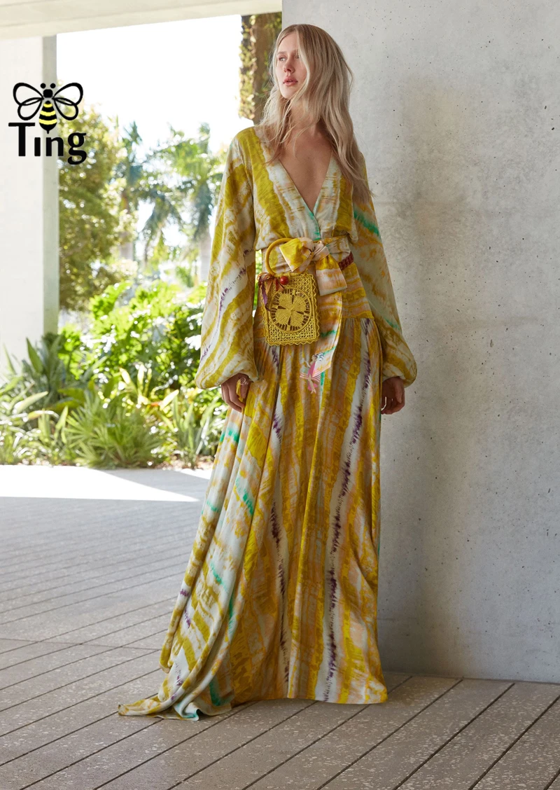 Женское длинное платье в стиле бохо Tingfly винтавечерние ное дизайнерское макси с