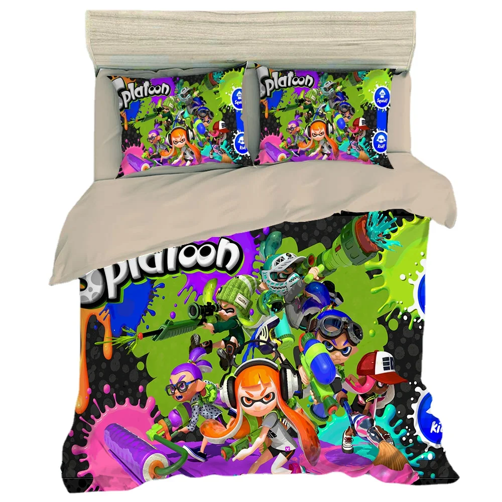 Likurb Splatoons Uze мерцающий кальмар 3D Печатный пододеяльник чехол подушка Комплект