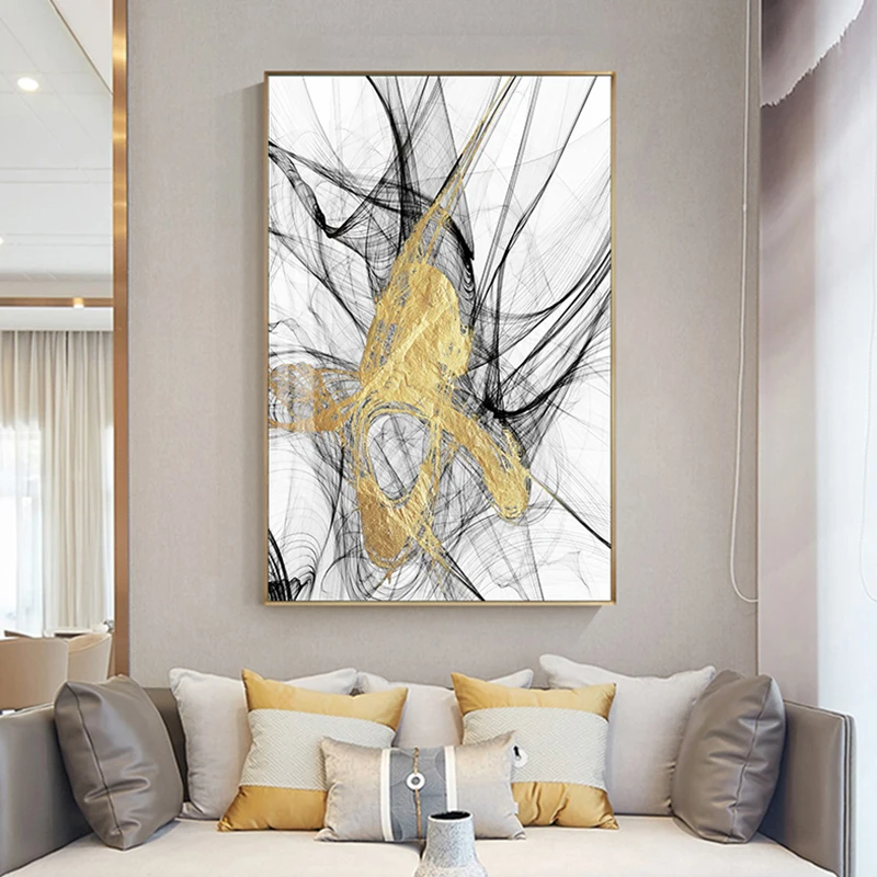 Абстрактные Желтые Черные сетчатые плакаты и принты фотообои Современные