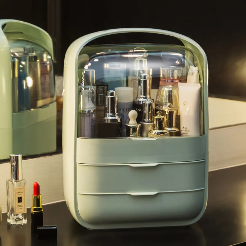 

Светодиодный коробка для хранения косметики HD зеркало для макияжа Организатор съемный Настольный органайзер переносной Творческий Красот...