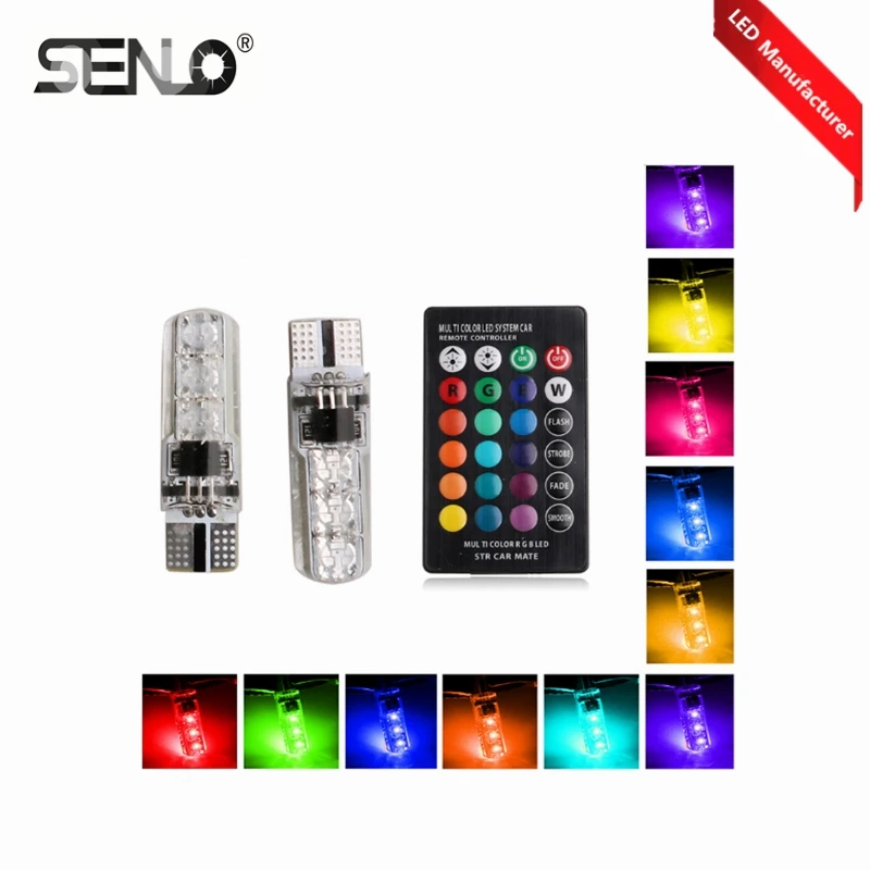 Новый RGB цветной изменяющий t10 w5w светодиодный Canbus без ошибок wy5w 2825 2880sw 168 194 192 501 5w5