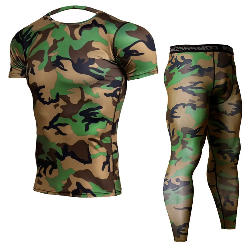 

High-End Men's Fitness Sports Clothing Jogging Suit Men Sports Training Compression Quick-Drying T-Shirt Outdoor Fitness Suit