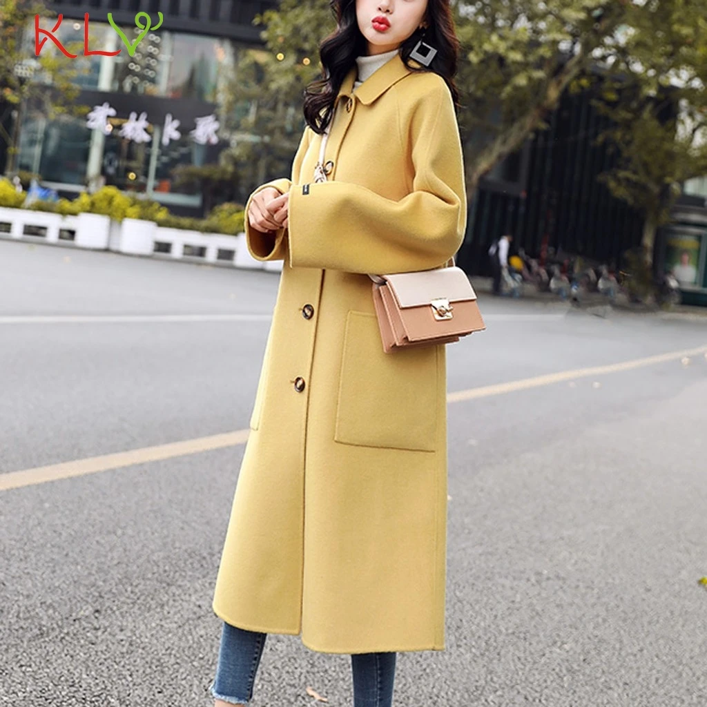 

Women Jacket Long Woolen Blend Coat Office Button Warm Vintage Fashion Winter Jackets Loose Casual Outwear PlusSize Clothes 19Ot