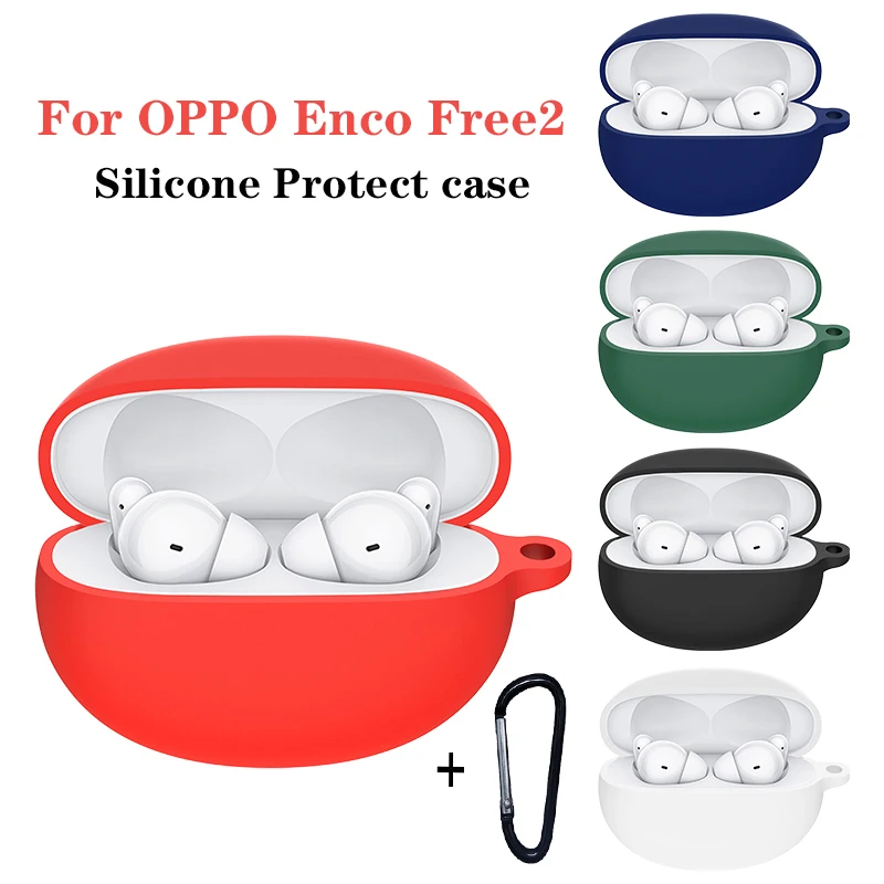 

For OPPO Enco Free 2 Case Solid Color Non-slip Silicone Protect Earphones Cover for OPPO Enco Free 2 W52 Headphones Case