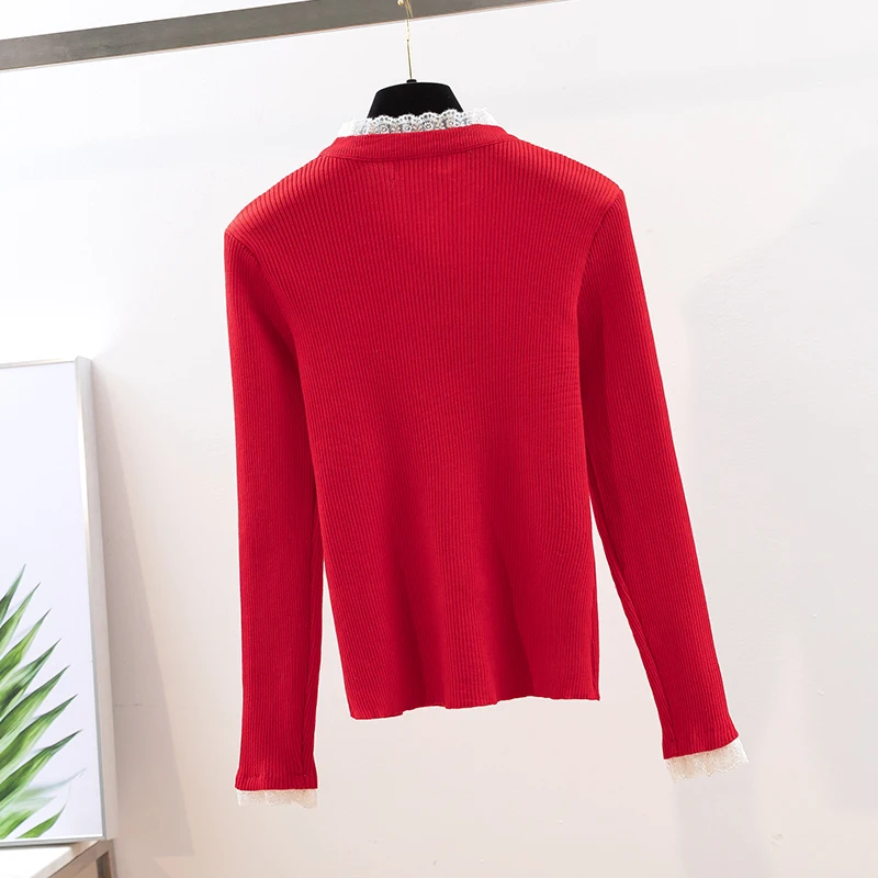 Женский кружевной кардиган свитер с v-образным вырезом и жемчужными пуговицами