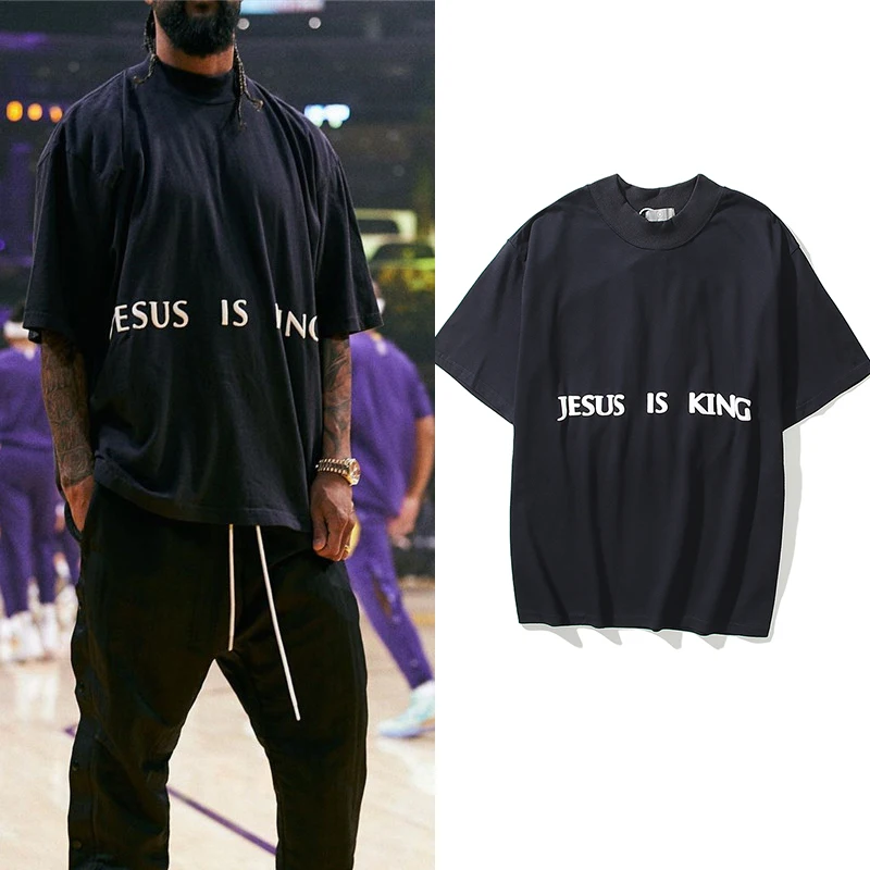 

Jesus Is King Kanye West T Shirt Streetwear Men Foam Printing Tshirts Hip Hip Stranger Things Vintage Oversized Men Tshirts Tees
