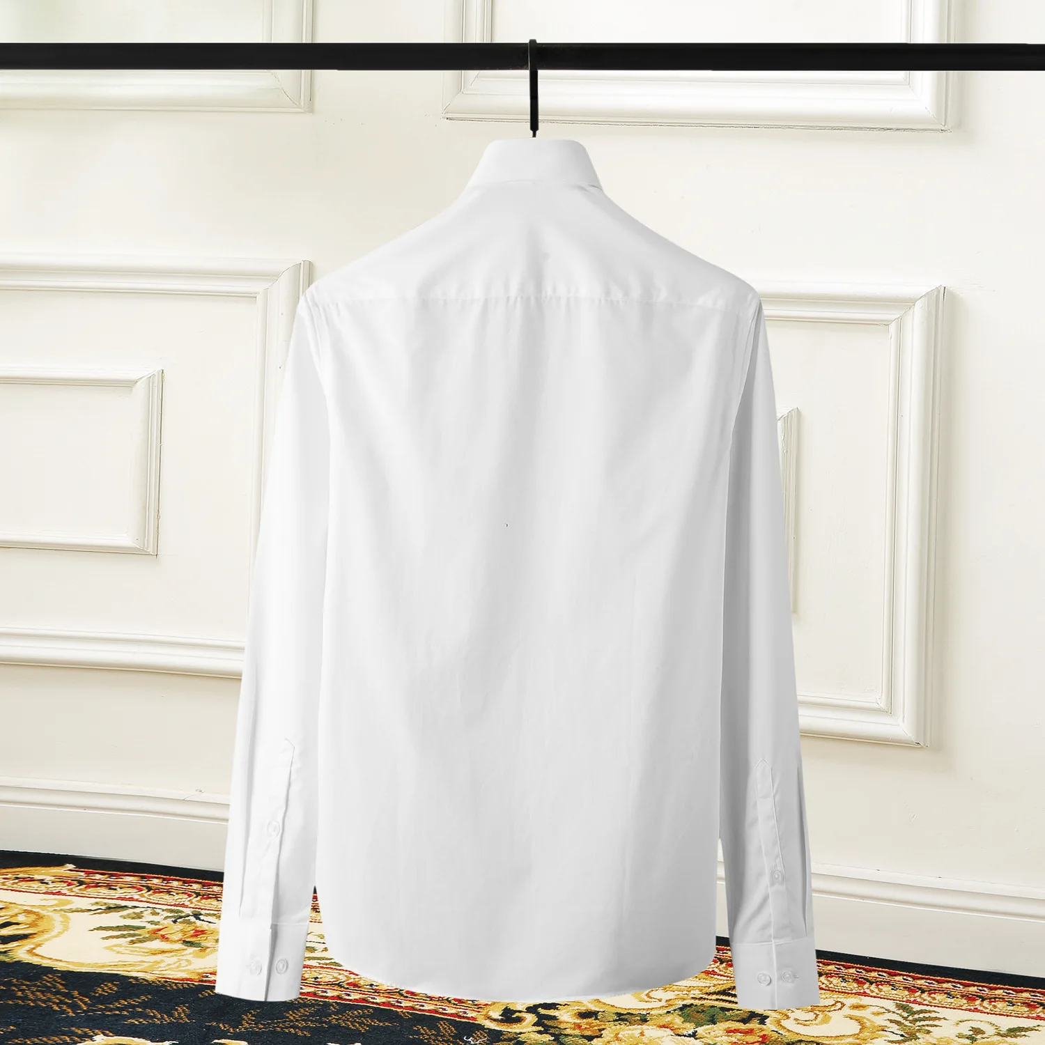 Minglu Black White Men Shirts Luxury India Wire Embroidery Long Sleeve Mens Plus Size 3XL 4XL Slim Fit Dress | Мужская одежда