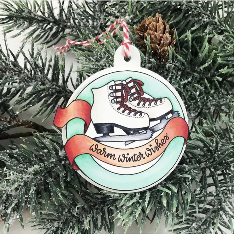 Силиконовый прозрачный штамп с изображением девушки на коньках + фразы