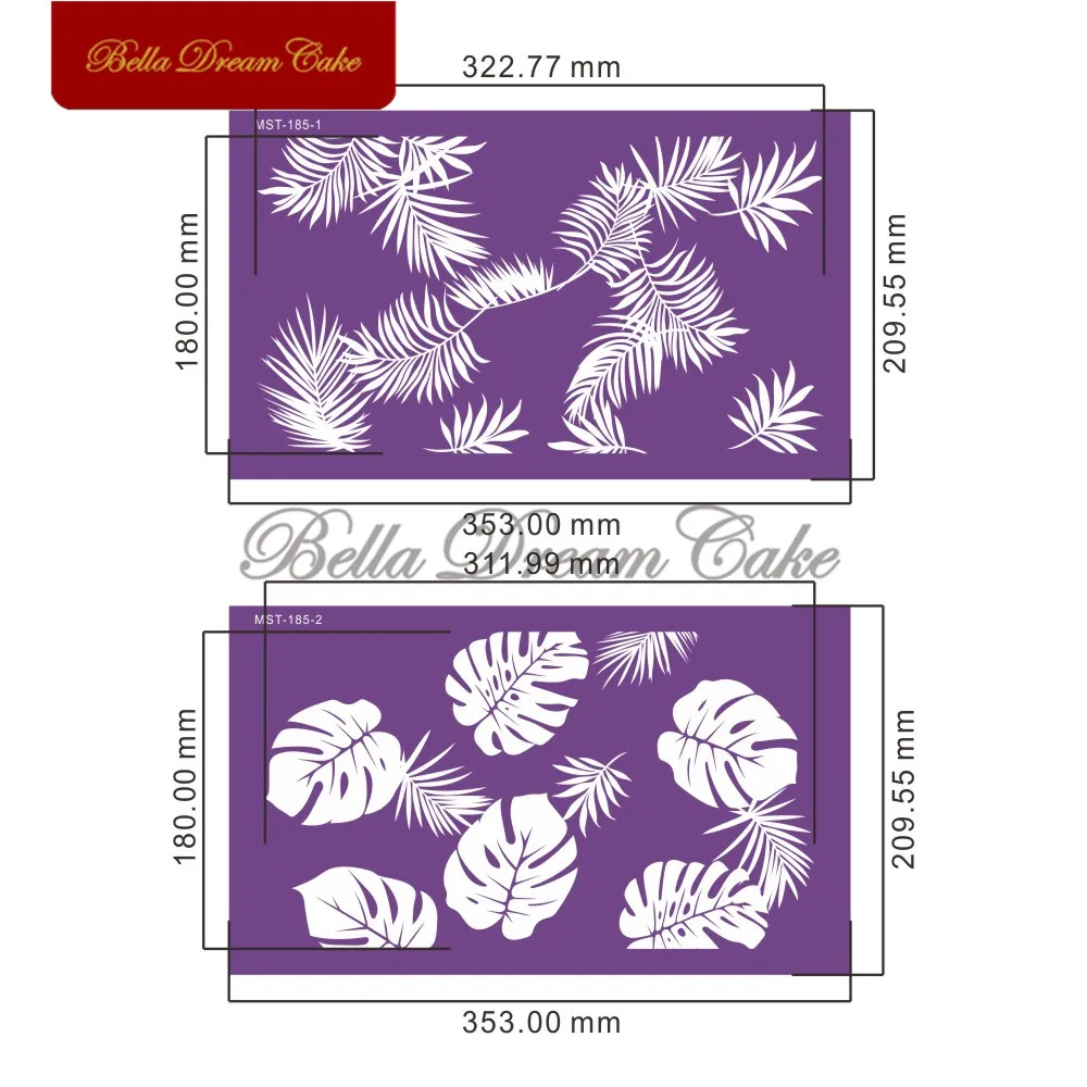 Трафареты Monstera с бамбуковыми листьями для торта помадки трафареты свадебной