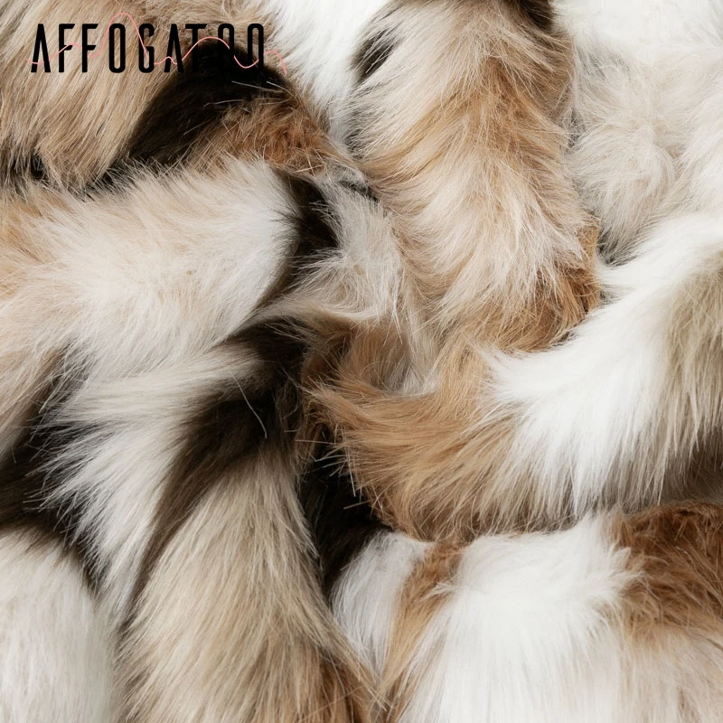 Afogafoo, сексуальное пальто с искусственным мехом на осень и зиму, женская элегантная куртка с длинными рукавами и пуговицами, Повседневная теплая мягкая верхняя одежда женская