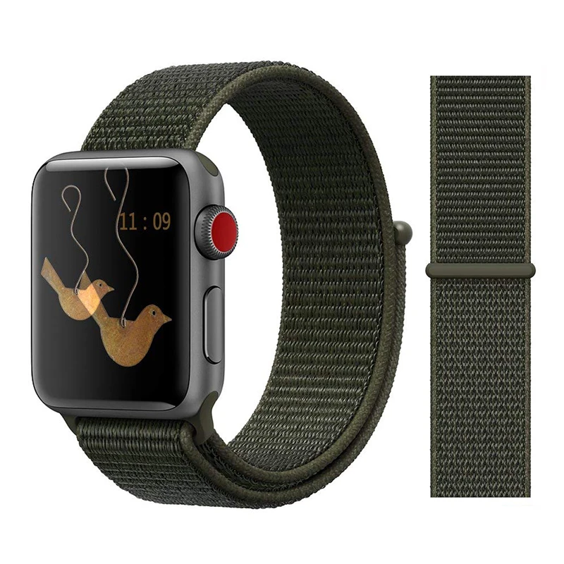 Для наручных часов Apple Watch, версии 3/2/1 38 мм 42 мм нейлон мягкий дышащий нейлон для наручных часов iWatch, сменный ремешок спортивный бесшовный series4/5 40 мм 44 мм - Цвет ремешка: Color17 cargo khaki