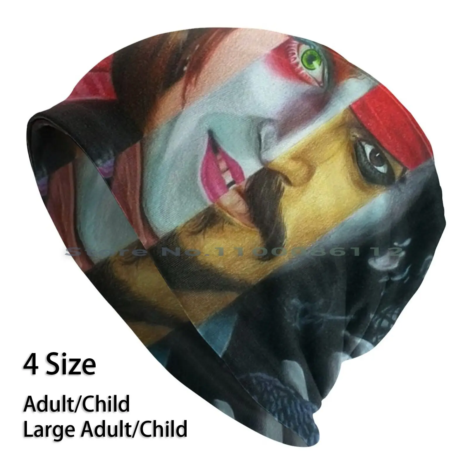 

Вязаная шапка без козырька, с принтом