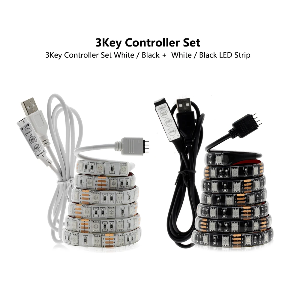 USB Светодиодные ленты 5050 RGB 60leds/M с 17Key rf контроллера 50 см/1 м/2 м комплект