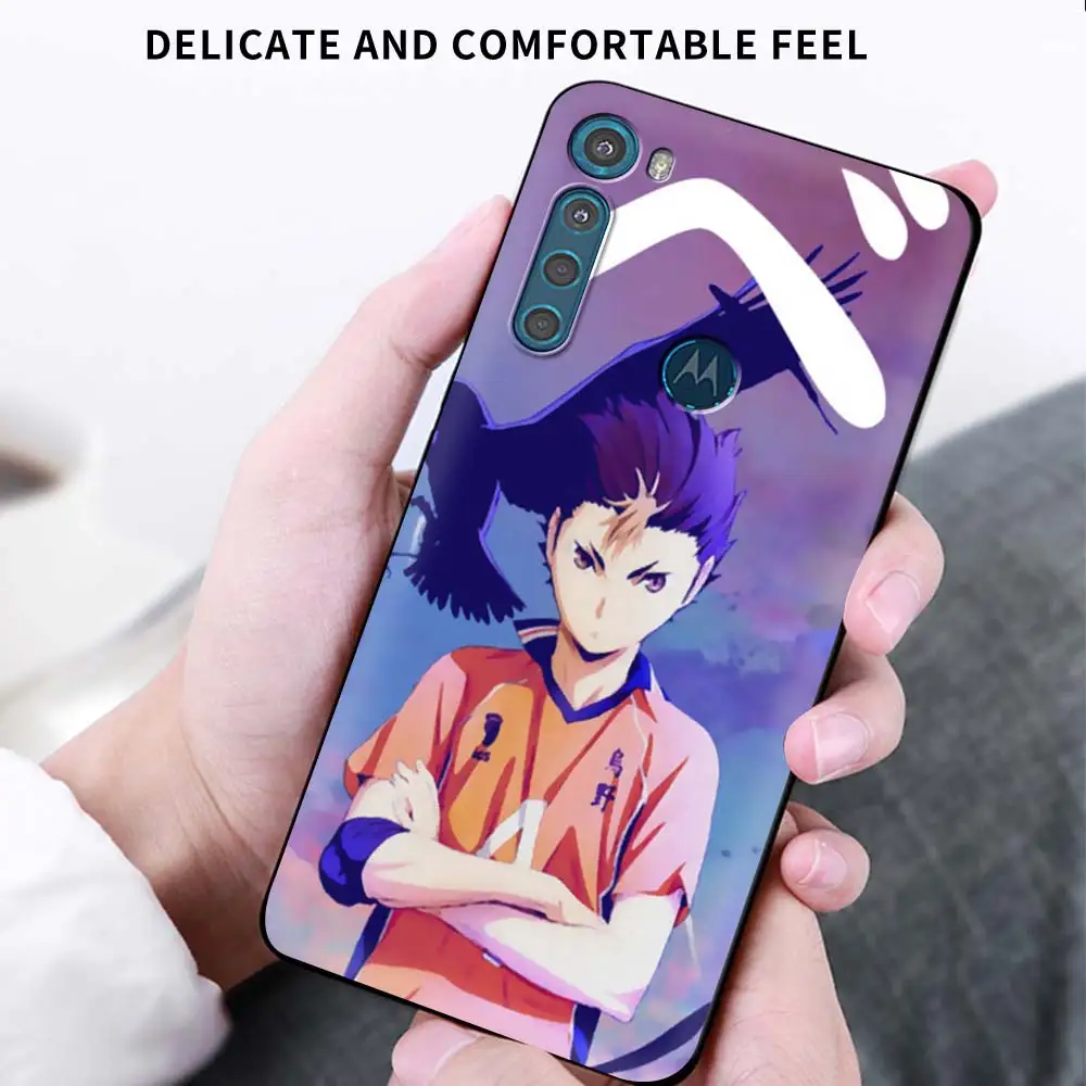 

Phone Case For Motorola One Fusion G9 Play G8 Power Edge Plus E6s G Stylus Black Soft Mobile Cover Haikyuu Volleyball Anime