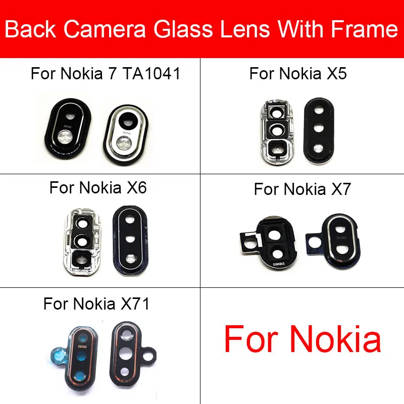 

Back Rear Camera Lens Glass Cover With Adhesive Stick For Nokia X5 X6 X7 X71 7 TA1041 Main Camera Lens Glass Frame Repair Parts